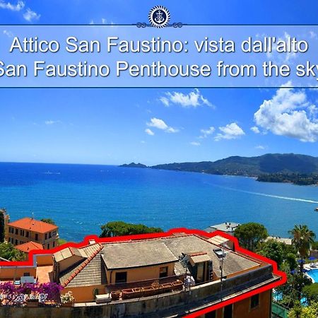 ATTICO SAN FAUSTINO 165 mq più 110 mq di terrazza- IN VILLA 700 ,VISTA MARE STREPITOSA-100 m dalla spiaggia-PARKING ESCLUSIVO-SKY,NETFLIX Rapallo Extérieur photo