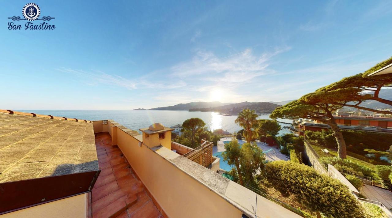 ATTICO SAN FAUSTINO 165 mq più 110 mq di terrazza- IN VILLA 700 ,VISTA MARE STREPITOSA-100 m dalla spiaggia-PARKING ESCLUSIVO-SKY,NETFLIX Rapallo Extérieur photo