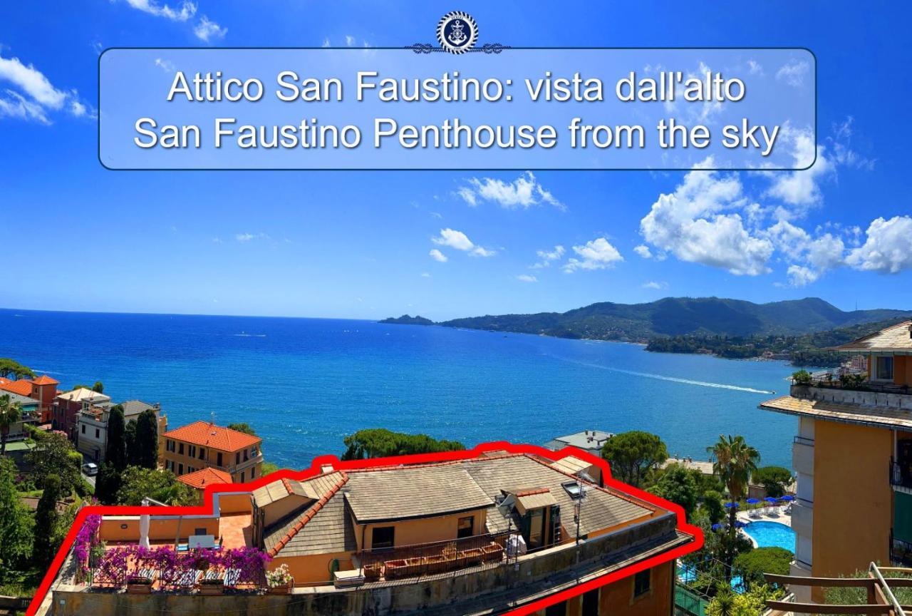 ATTICO SAN FAUSTINO 165 mq più 110 mq di terrazza- IN VILLA 700 ,VISTA MARE STREPITOSA-100 m dalla spiaggia-PARKING ESCLUSIVO-SKY,NETFLIX Rapallo Extérieur photo